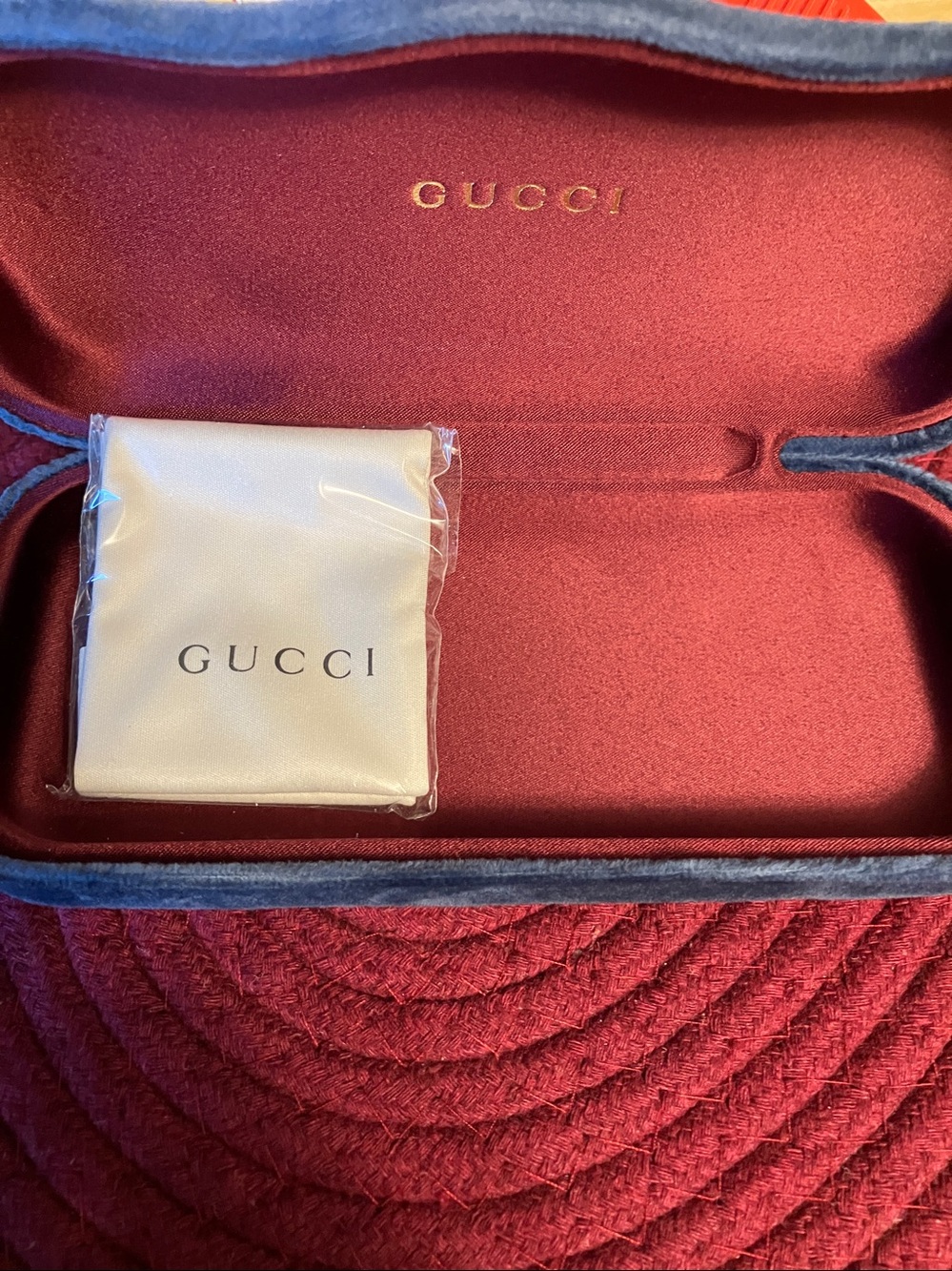 Gucci Blue Velvet Eyeglass Case